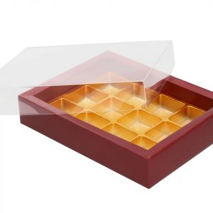 Trüffel-Verpackung bordeaux für 12 Trüffel