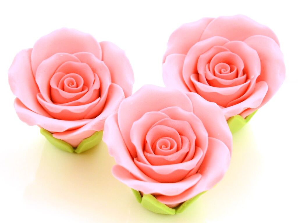 Cake Masters Rosen 50mm rosa Zucker 3 Stück