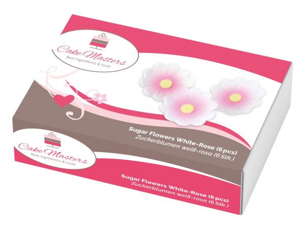 Cake Masters Blumen 40mm weiß-rosa Zucker 6 Stück – Bild 2