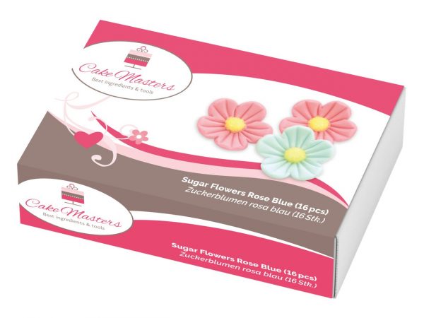 Cake Masters Blumen 25mm rosa-blau Zucker 16 Stück – Bild 2