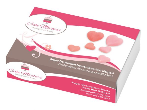 Cake Masters Herzen rosa-rot Zucker 20 Stück – Bild 2