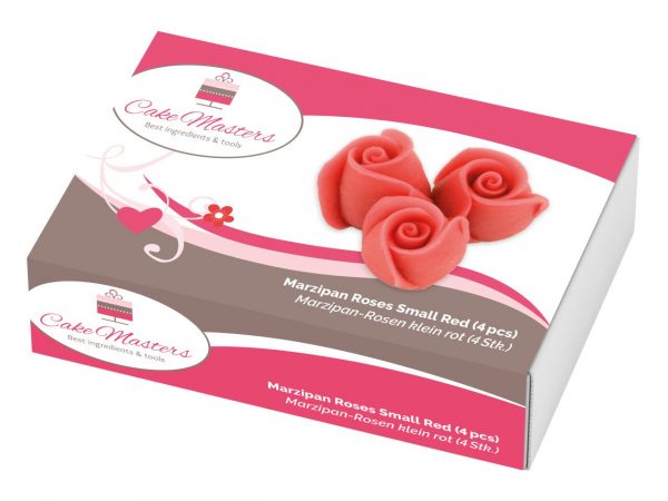 Cake Masters Marzipan-Rosen klein rot 4 Stück – Bild 2
