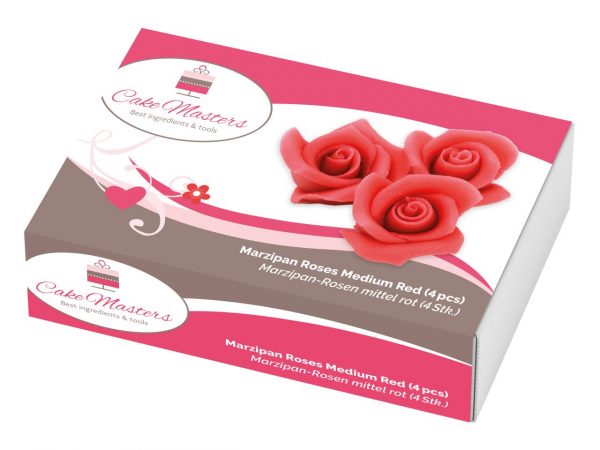 Cake Masters Marzipan-Rosen mittel rot 4 Stück – Bild 2