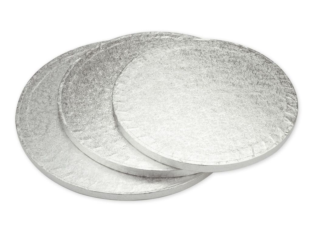 Cake Masters Cakeboard rund 23cm silber einzeln in Folie