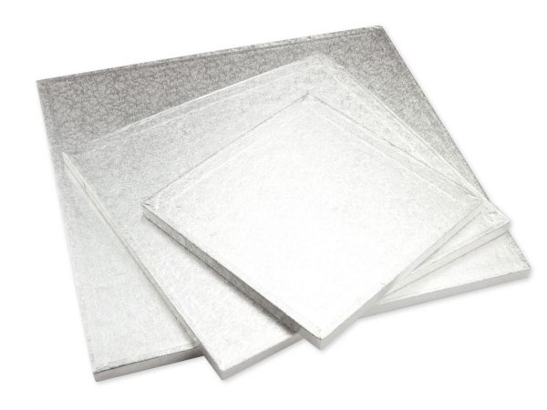 Cake Masters Cakeboard quadrat 20cm silber einzeln in Folie
