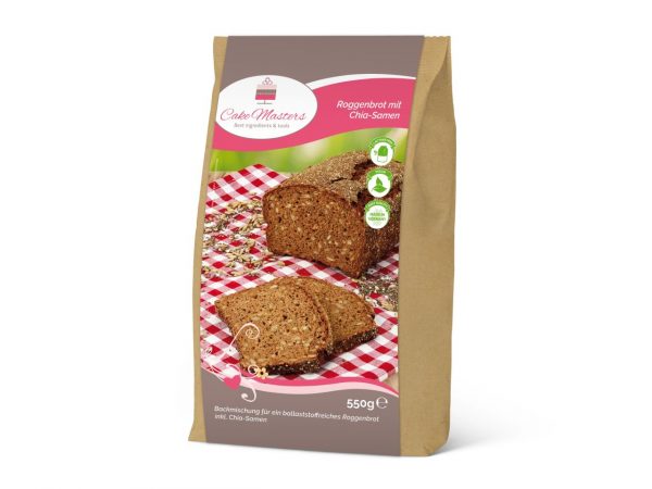 Cake Masters Backmischung Roggenbrot mit Chia-Samen 550g – Bild 2