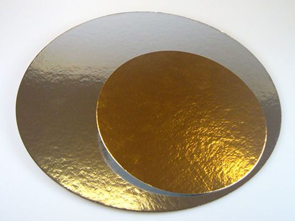 FunCakes Cake Cards silber-gold Rund 20cm, Stärke 1mm, 3 Stück