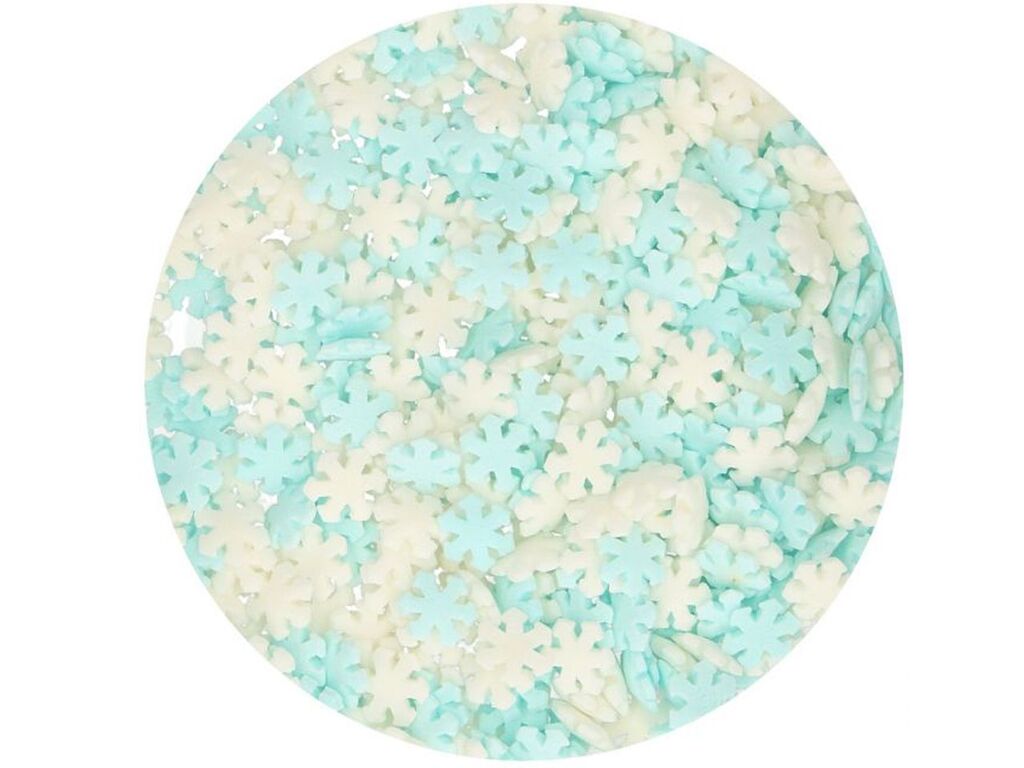 FunCakes Zuckerdekoration Schneeflocken Weiss-Blau, 50g