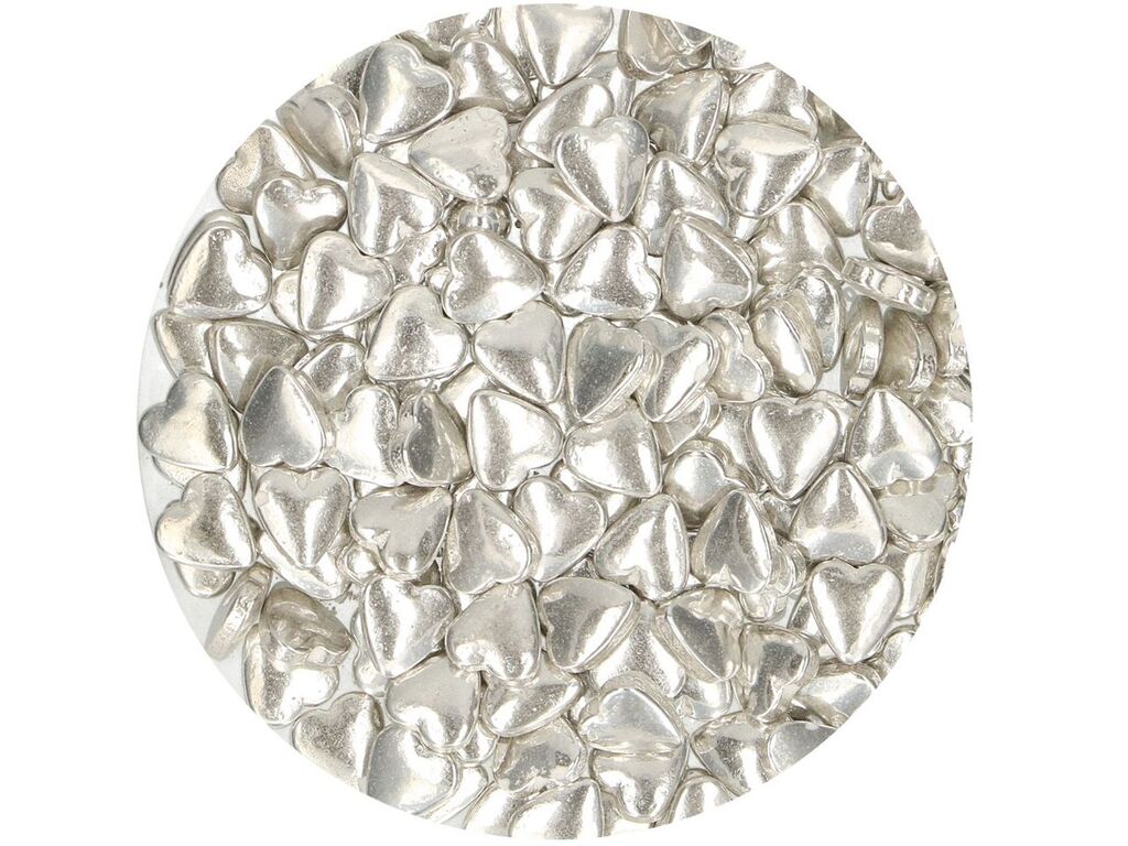 FunCakes Zuckerherzen Metallic Silber, 80g