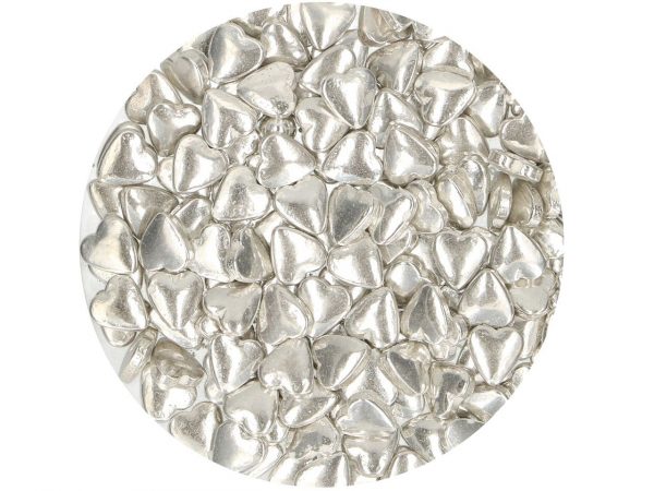 FunCakes Zuckerherzen Metallic Silber, 80g