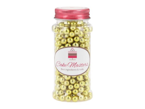 Cake Masters Weiche Zuckerperlen gold, 7mm, 80g – Bild 2