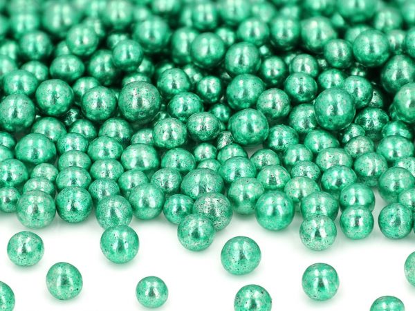 Cake Masters Weiche Zuckerperlen metallic, grün, 7mm, 80g