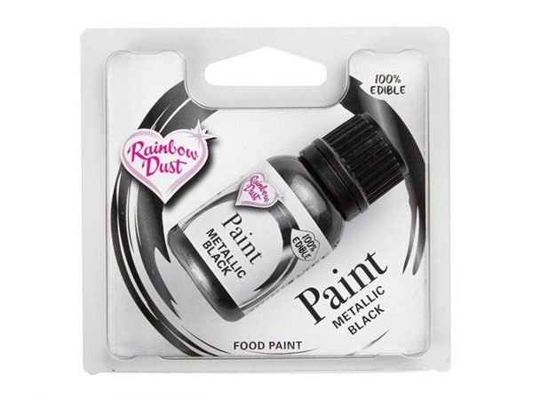 Rainbow Dust Metallic Food Paint Black 25ml – Bild 2