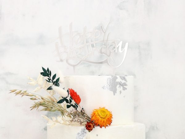 Cake Masters Cake Topper Happy Birthday silber