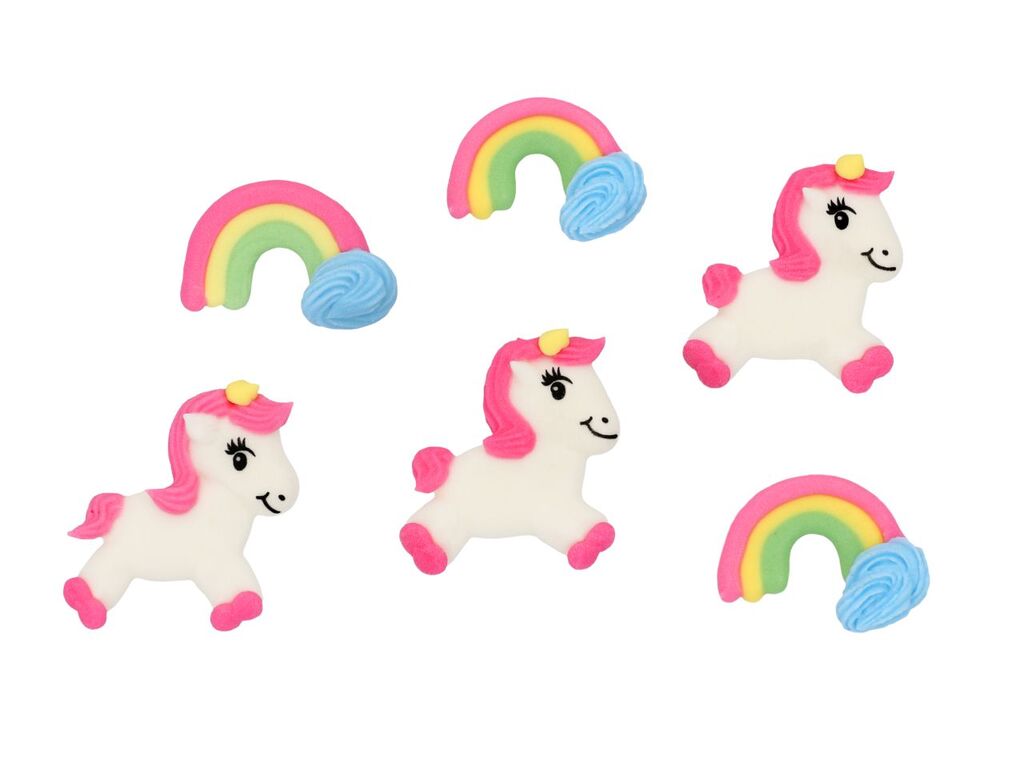 Cake Masters Einhorn Regenbogen flach Zucker-Set 6 Stück