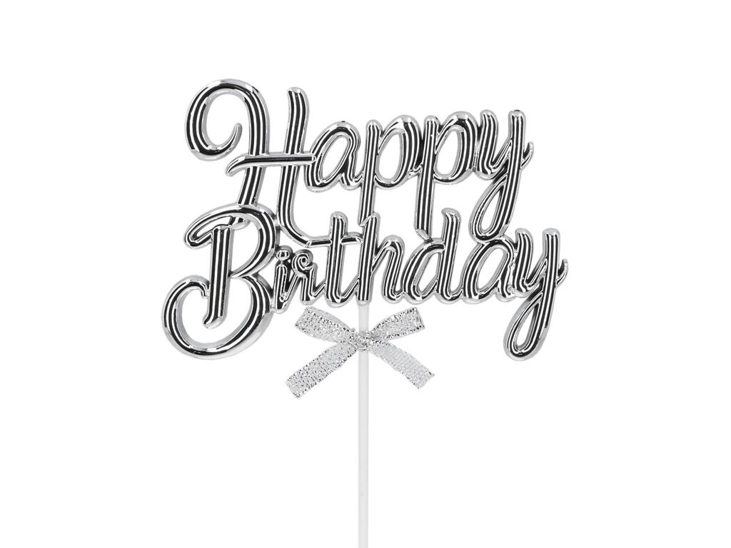Cake Masters Cake Topper Happy Birthday silber 3D