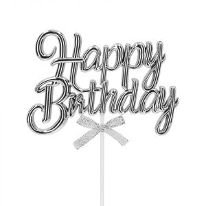 Cake Masters Cake Topper Happy Birthday silber 3D