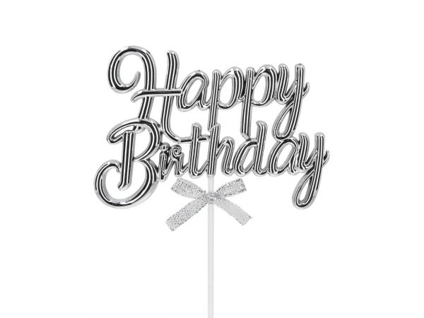 Cake Masters Cake Topper Happy Birthday silber 3D