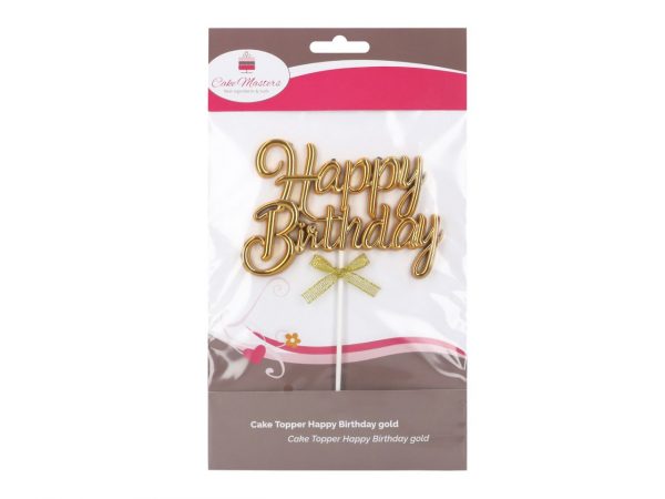 Cake Masters Cake Topper Happy Birthday gold 3D – Bild 2