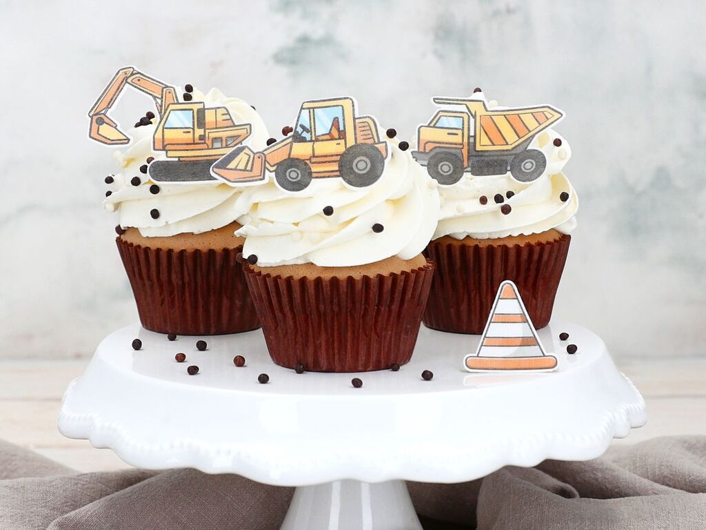 Cake Masters Wafer Paper Baustellenfahrzeuge, 16 Stück vorgestanzt