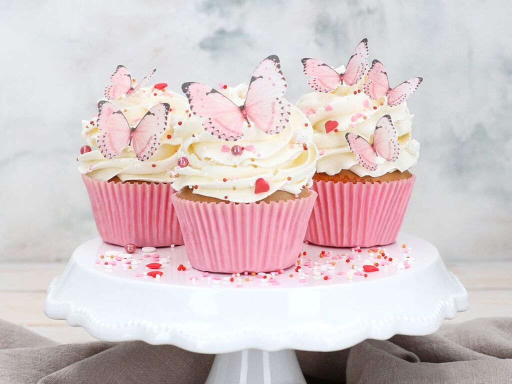 Cake Masters Wafer Paper Schmetterlinge rosa, 29 Stück ausgestanzt