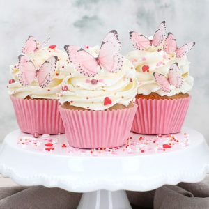 Cake Masters Wafer Paper Schmetterlinge rosa, 29 Stück ausgestanzt