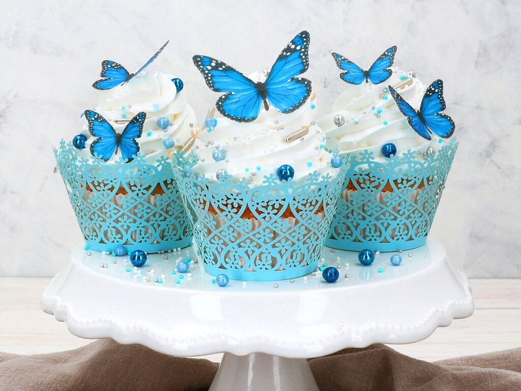 Cake Masters Wafer Paper Schmetterlinge blau 29 Stück ausgestanzt