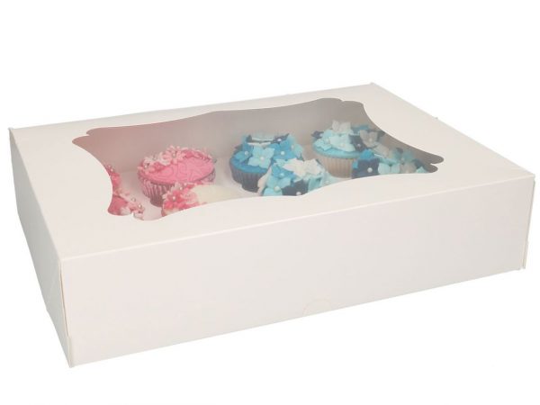Funcakes Cupcake-Muffin 12er Box mit Fenster weiß