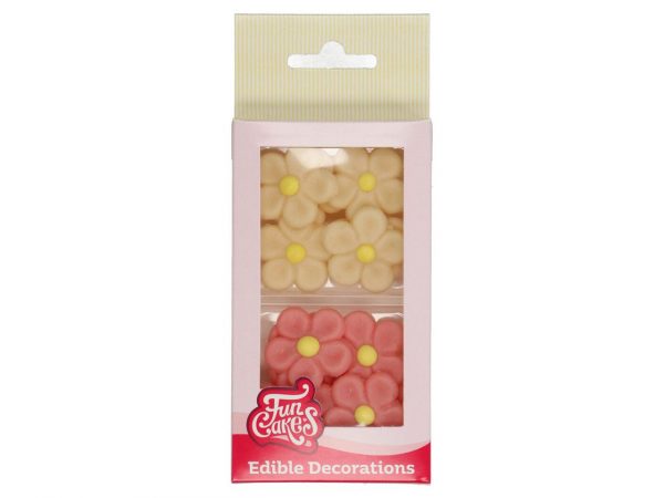 FunCakes Marzipanblumen Margeriten weiß-rosa, 12 Stück – Bild 2