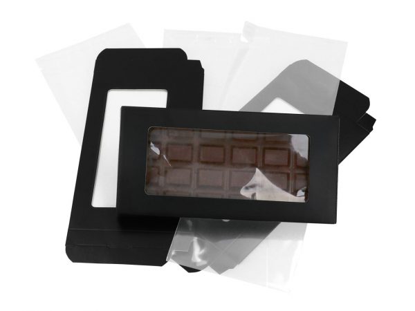 Cake Masters Verpackung für Schokoladentafeln schwarz, 3er Set inkl. Zellophantüten