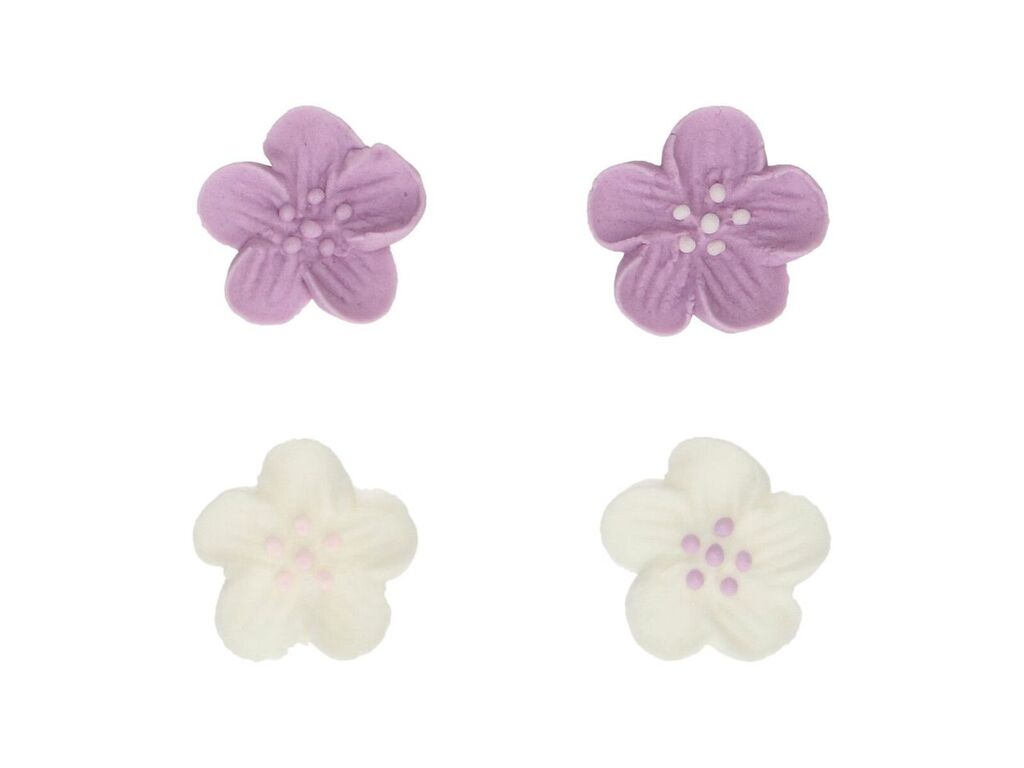 Funcakes Zuckerdekorationen Lila Blumen, 24 Stück