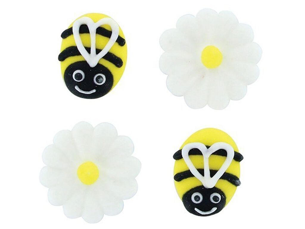 Culpitt Zuckerdekor Bienen und Blumen 25mm, 12 Stück