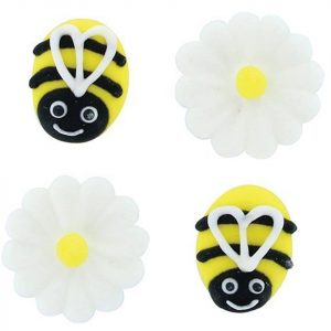 Culpitt Zuckerdekor Bienen und Blumen 25mm, 12 Stück