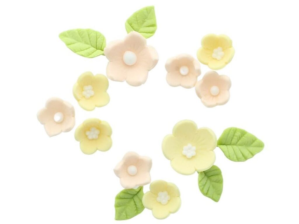 Culpitt Zuckerdekor Blumen und Blätter Limettengrün, 16 Stück