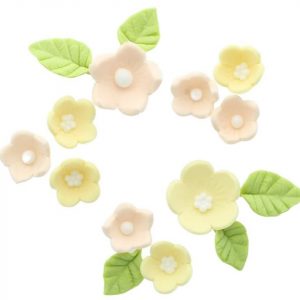 Culpitt Zuckerdekor Blumen und Blätter Limettengrün, 16 Stück