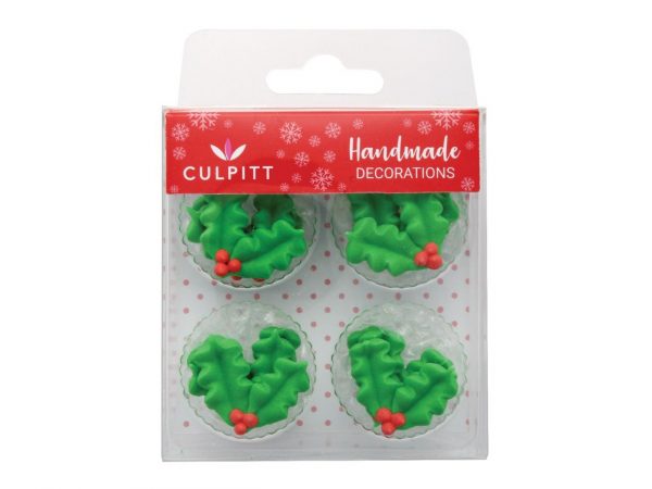 Culpitt Zuckerdekor Ilexblätter 20 mm, 12 Stück