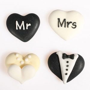 Culpitt Zuckerdekoration Herzen Mr und Mrs, 12tlg.