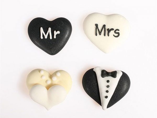 Culpitt Zuckerdekoration Herzen Mr und Mrs, 12tlg.