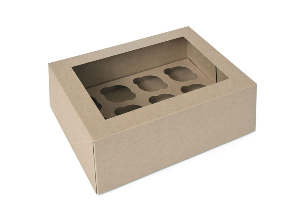 House of Marie Cupcake Box für 12 Cupcakes braun, 2 Stück