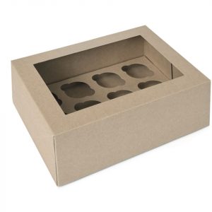 House of Marie Cupcake Box für 12 Cupcakes braun, 2 Stück