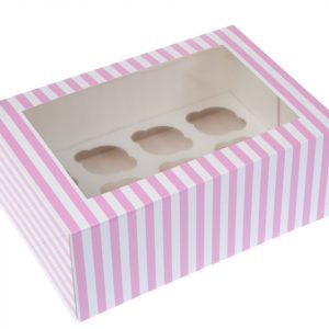House of Marie Cupcake Box für 12 Cupcakes mit Fenster Pink Zirkus, 2 Stück