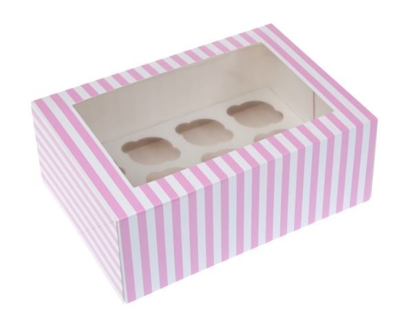 House of Marie Cupcake Box für 12 Cupcakes mit Fenster Pink Zirkus, 2 Stück