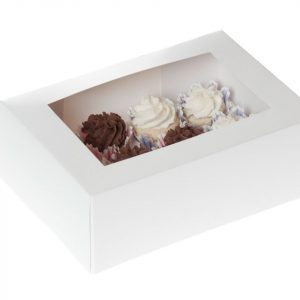 House of Marie Cupcake Box für 12 Cupcakes weiß mit Fenster, 2 Stück