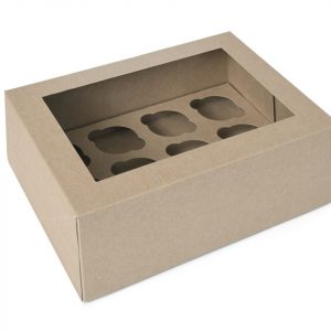 House of Marie Cupcake Box für 12 mini Cupcakes kraftpapier braun, 2 Stück