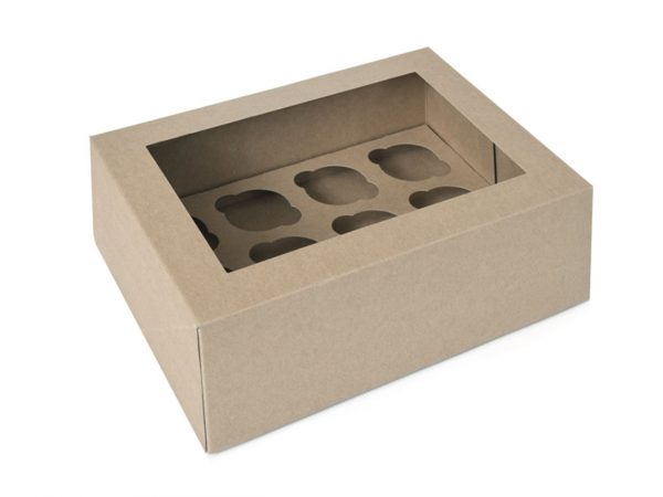 House of Marie Cupcake Box für 12 mini Cupcakes kraftpapier braun, 2 Stück