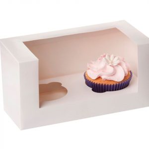 House of Marie Cupcake Box für 2 Cupcakes mit Fenster wei, 3 Stück