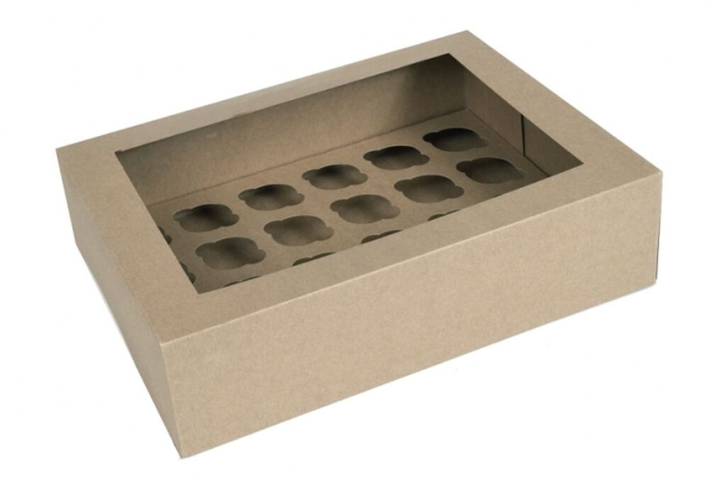 House of Marie Cupcake Box für 24 Mini-Cupcakes kraftpapier braun, 2 Stück
