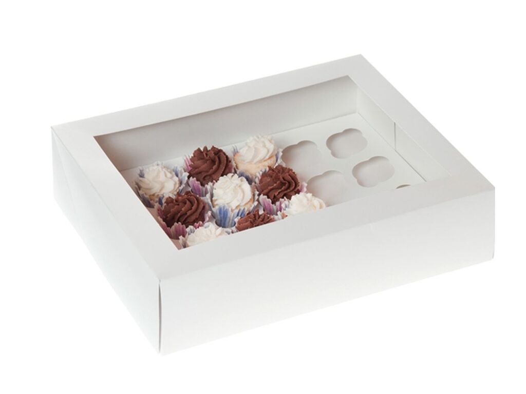 House of Marie Cupcake Box für 24 Mini-Cupcakes weiß, 2 Stück