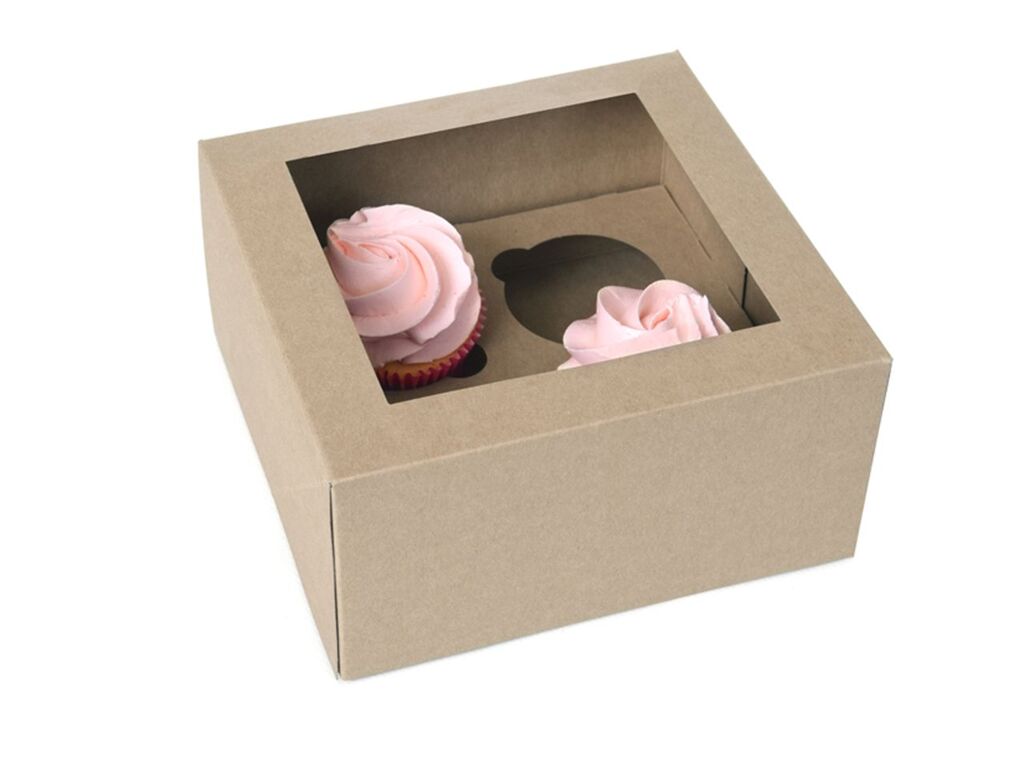 House of Marie Cupcake Box für 4 Cupcakes Kraft, 2 Stück