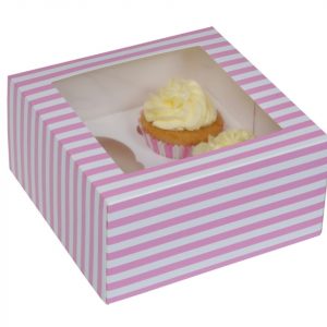 House of Marie Cupcake Box für 4 Cupcakes Pink Zirkus, 2 Stück